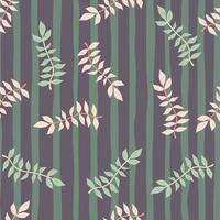 Hand drawn branches with leaves seamless pattern. Simple organic background. vector