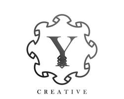 Luxury logo template design with a combination of squares in the alphabet Y vector