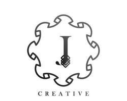 Luxury logo template design with a combination of squares in the alphabet J vector