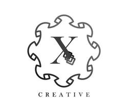 Luxury logo template design with a combination of squares in the alphabet X vector