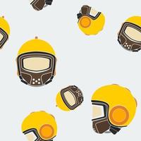 Editable Flat Style Front and Side View Retro Safety Helmet Vector Illustration Seamless Pattern for Creating Background of Industrial or Transportation and Sport Related Design