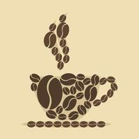 Editable Arranged Coffee Beans to Form a Cup Vector Illustration in Flat Style for Additional Element of Cafe or Coffee Product Related Design Projects