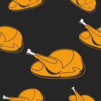 Editable Flat Style Roasted Turkey Vector Illustration in Various Positions as Seamless Pattern for Creating Background of Thanksgiving Day Related Design