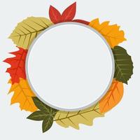 banner de círculo editable con varios colores hojas de otoño ilustración vectorial para el fondo de texto del día de acción de gracias vector