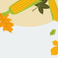 Editable Thanksgiving Text Background with Corns and Autumn Leaves Vector Illustration