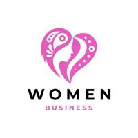 Simple logo love women curly heart icon vector logo