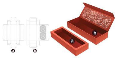 caja abatible estarcida con plantilla troquelada de soporte de inserción y maqueta 3d vector