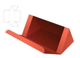 Triangular box die cut template and 3D mockup vector