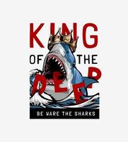 shark and golden crown graphic illustration vector