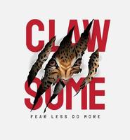 leopard face in claw mark vector illustration with slogan