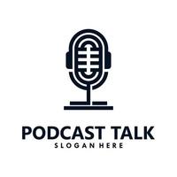 Podcast talk Simple Logo with Microphone and Headphone Combination vector