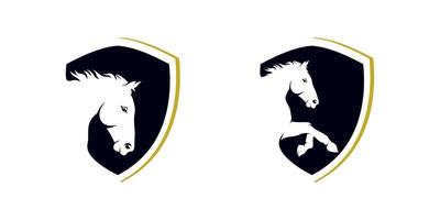 set of horse shield logo design template vector