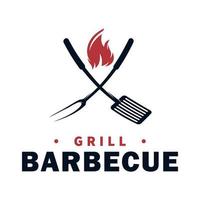 barbecue grill party logo design vector