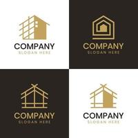 building city real estate logo element, realty property investment logo design with logo collection icon for hotel, business invest vector