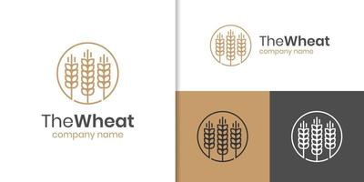 Luxury golden grain wheat or rice logo design linear style icon symbol brand