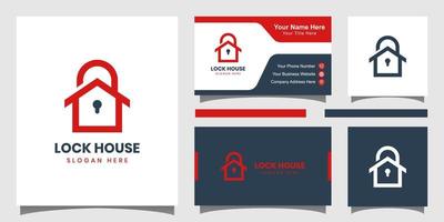 lock house security logo design, smart key home or vector smart home secure logo icon design with business card