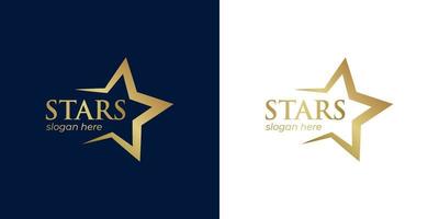 plantilla de diseños de logotipo de estrella de oro de lujo, elegante diseño de logotipo de estrella en ascenso vector