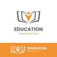 Happy People Children Learning Book Education Study Library Knowledge School University Logo icon design vector