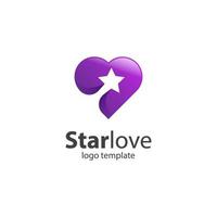 diseño de icono de símbolo de logotipo de amor de estrella ascendente para elemento de logotipo de sueño vector