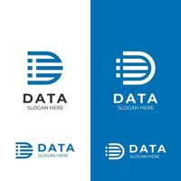 logotipo inicial de la línea d de la letra para el diseño del icono del símbolo del logotipo del documento de datos vector