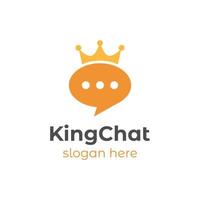 símbolo del icono del logotipo de la aplicación de chat con el elemento de diseño del rey de la corona para el centro de ayuda, hablar, mensaje vector