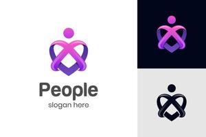 icono del corazón de salud y la gente ama el diseño del logotipo de cuidado para la caridad y el concepto de vector de apoyo, el amor y el vector de vida feliz