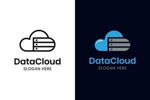 diseño de logotipo de tecnología de datos de nube vectorial, computación en nube simple, seguridad, carga, concepto de vector de diseño de icono de tecnología web de datos