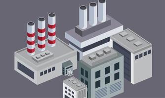 buildings with chimneys isometric vector