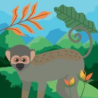 titi monkey in mountains vector