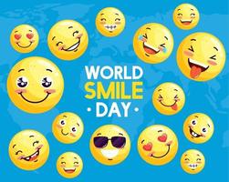 world smile day lettering postcard vector