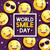 world smile day lettering frame vector