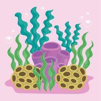 green and purple coral reef vector