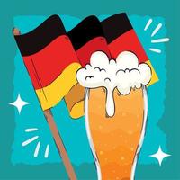 cerveza con bandera de alemania vector