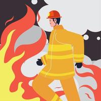 personaje de bombero corriendo vector