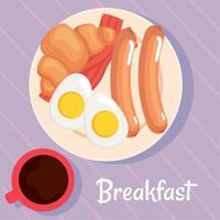 breakfast lettering with coffee vector