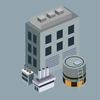 isometric industrial building and tank vector