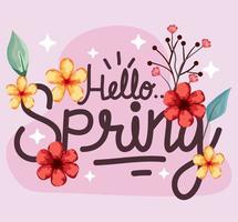 hello spring lettering vector