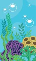 yellow and purple coral reef vector
