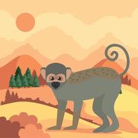 titi monkey in landscape vector