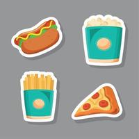 cuatro iconos de comida rápida vector