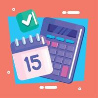 calculadora y calendario vector