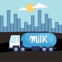 milk transport truck scene vector