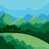 paisaje con montañas verdes vector