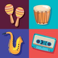 four musical instruments vector