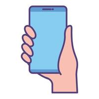 hand with smartphone device vector