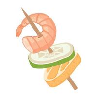 appetizers with shrimp in stick vector