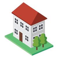 isometric house with trees vector