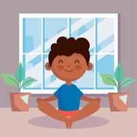 boy in lotus position vector