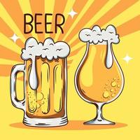 beer lettering with drinks vector