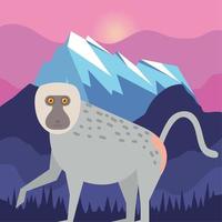 baboon monkey and mountain vector